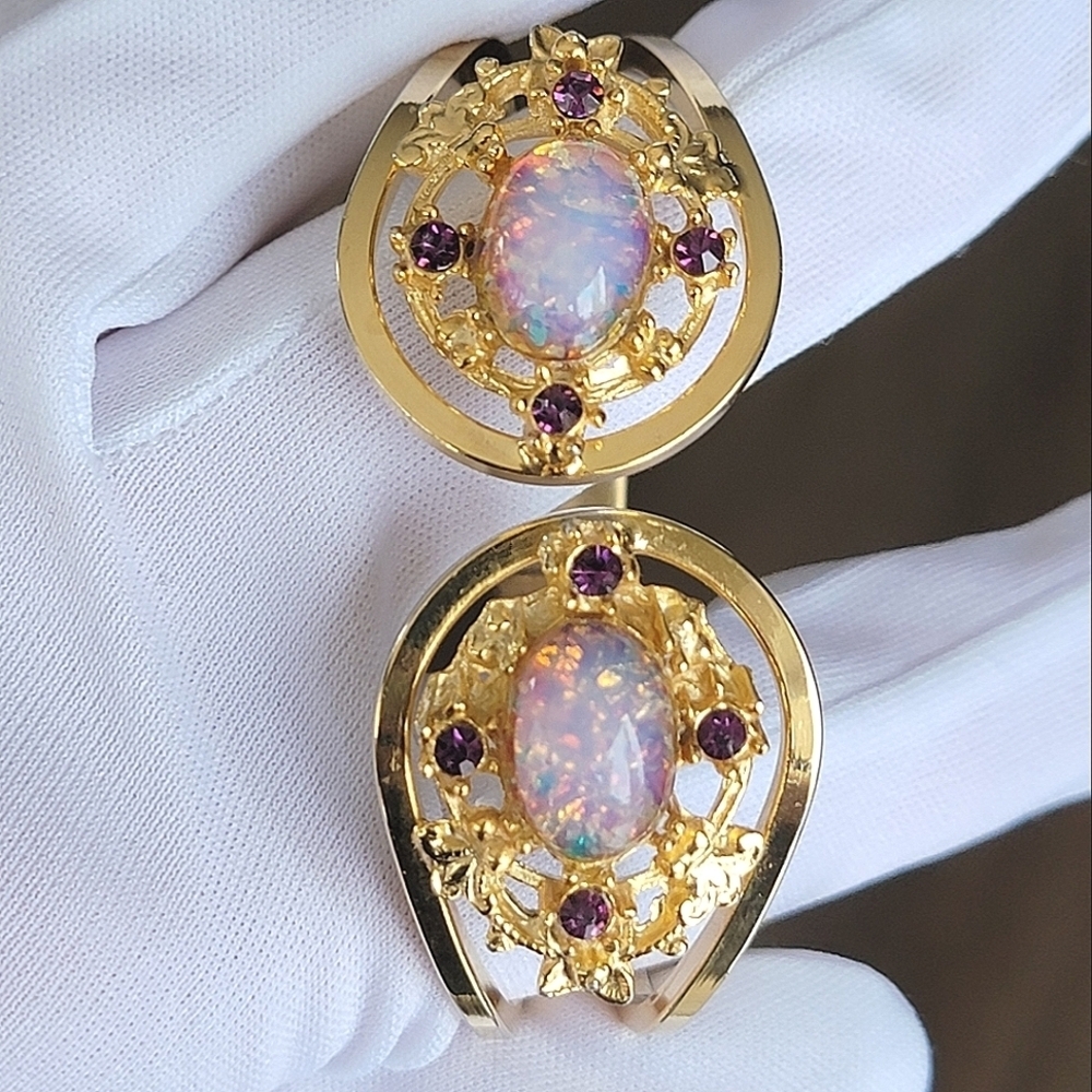 Vintage Bracelet Clamper Styler With Fire Opal #1900